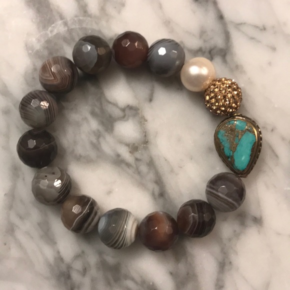 Beaded earth toned bangle set - Picture 2 of 4